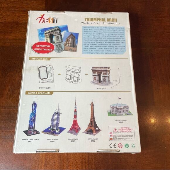 Triumphal Arch France 3D Puzzle New Sealed - Picture 7 of 9